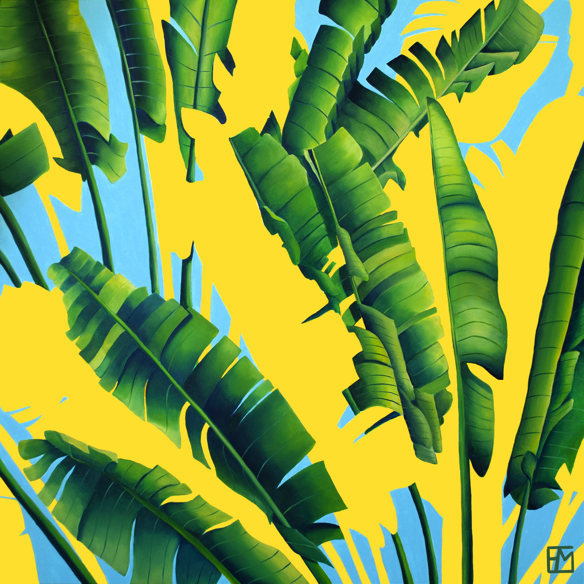Palms, yellow and cyan