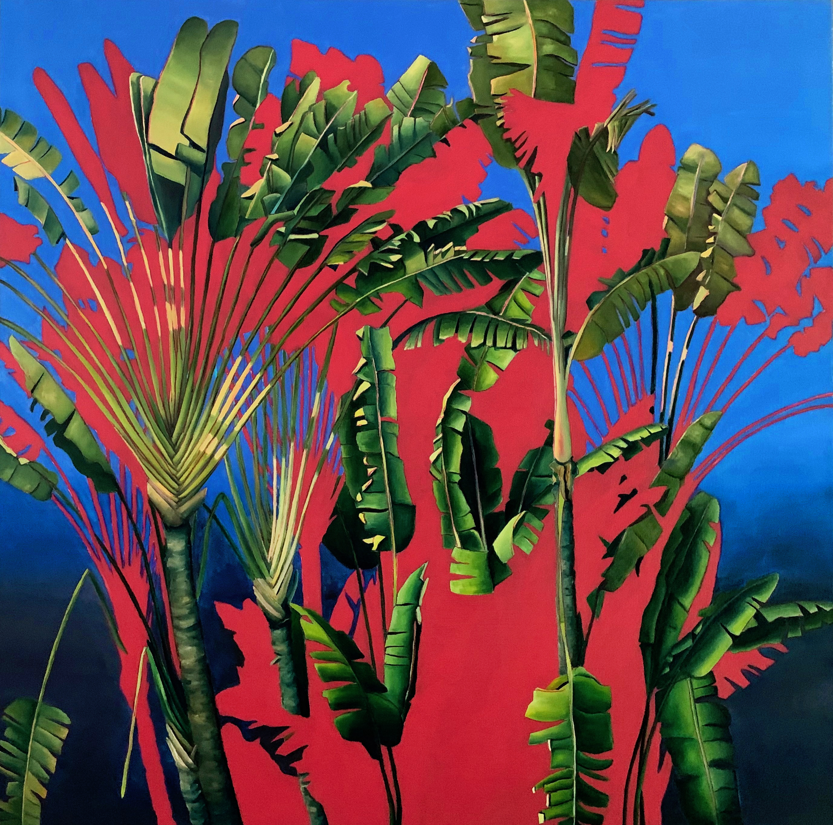 Palms, red and cobalt