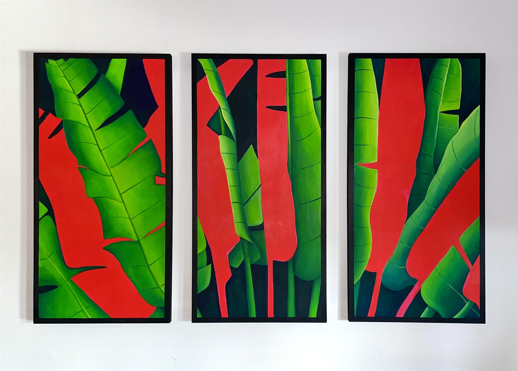 Palms triptych, gallery installation